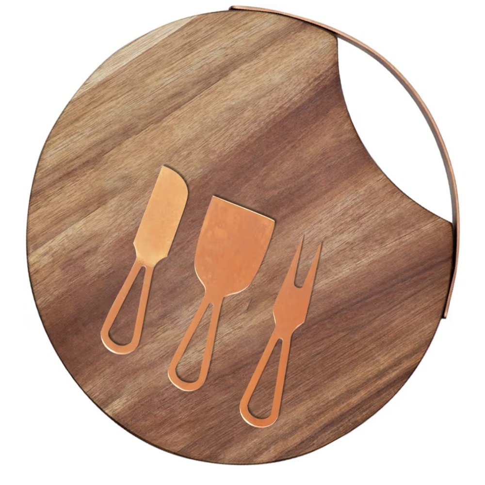 Acacia Wood 14" Magnetic Cheese Board Set